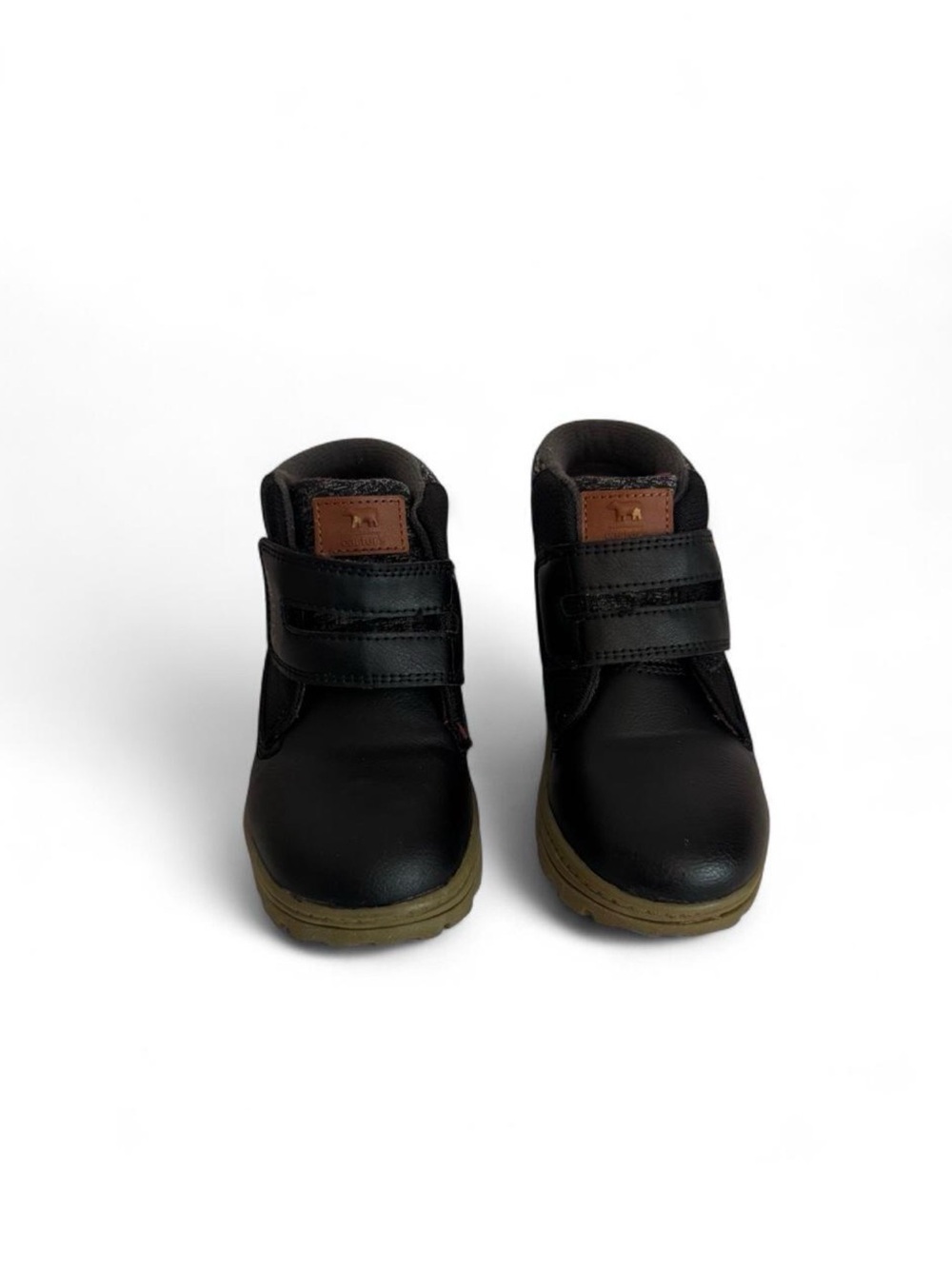 Carters little boy Black Ankle Boots with Tan Sole